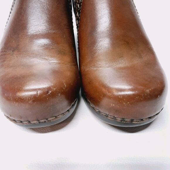 Dansko Sienna Womens Clog Size EU 37/ 6.5 Brown Leather Mules Embroidered Stitch - Picture 6 of 10